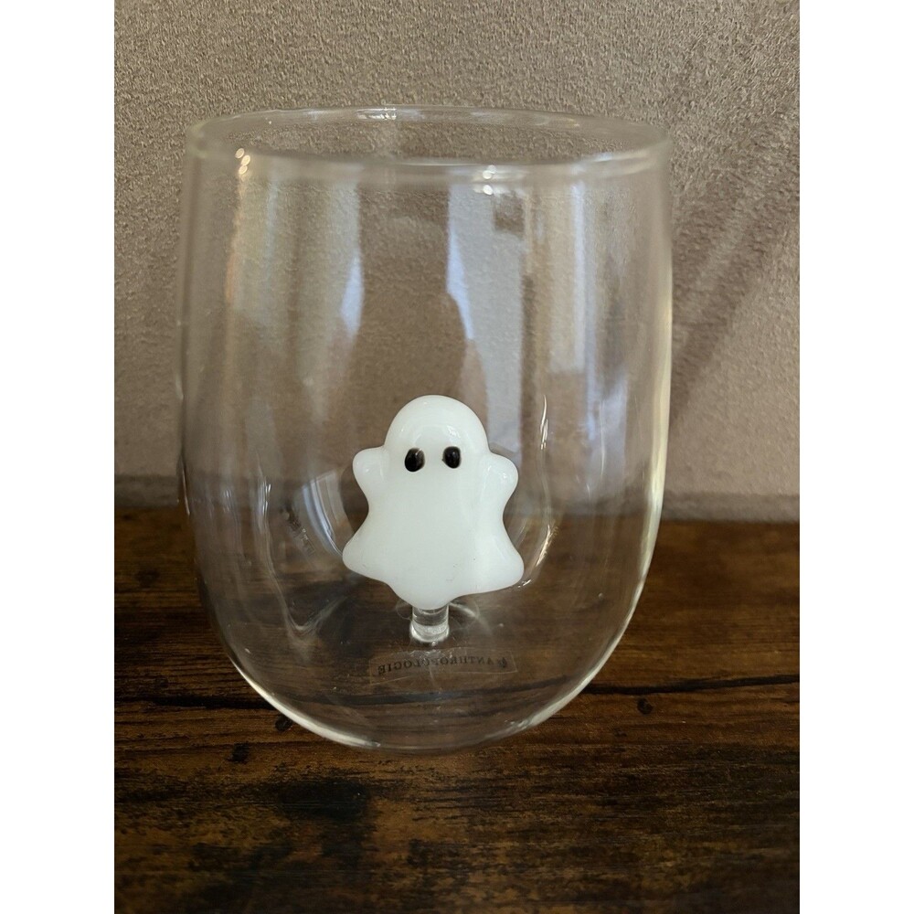 Anthropologie Eerie Stemless Wine Glass Ghost 16 Oz Handblown 2024 New In Box